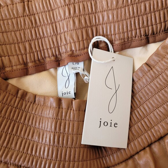 JOIE NEW Faux Leather Smocke-Cinche Waist Straight Leg Jogger L - Picture 5 of 11